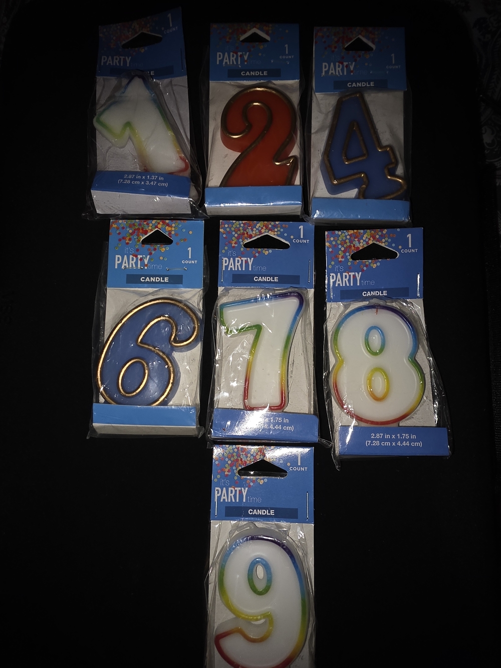 Number Candles - Assorted Colors (1,2,4,6,7,8,9)